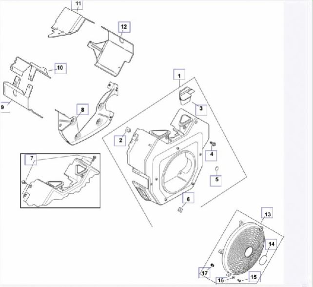 Корпус вентилятора двигателя Kohler CH 740-3201 - Снегоход Буран 4Т