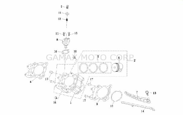 Цилиндр в сборе - Квадроцикл Gamax AX600