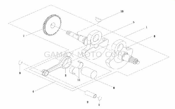 Вал коленчатый в сборе - Квадроцикл Gamax AX600