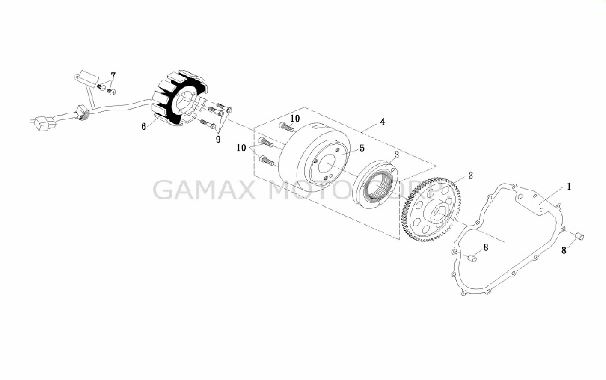 Генератор переменного тока в сборе - Квадроцикл Gamax AX600