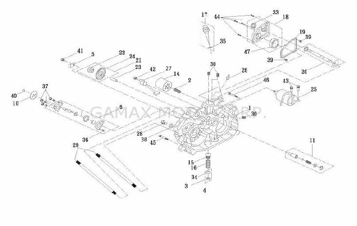 Картер правый в сборе - Квадроцикл Gamax AX600