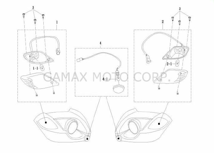 Указатели поворота передние - Квадроцикл Gamax AX600